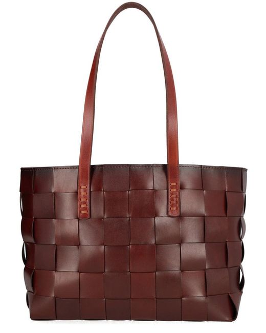 Dragon Diffusion Red Mini Flat Gora Woven Leather Bag