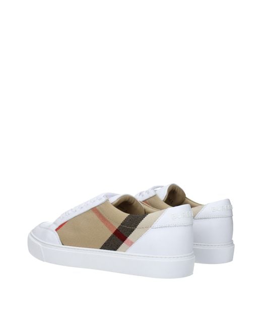 Burberry White Vintage Check Canvas & Leather Sneaker