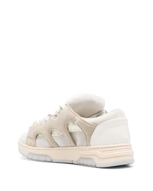 Santha White Panelled Padded Leather Sneakers for men