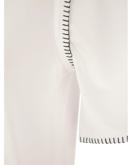 Fay White T Shirt With Contrast Stitching