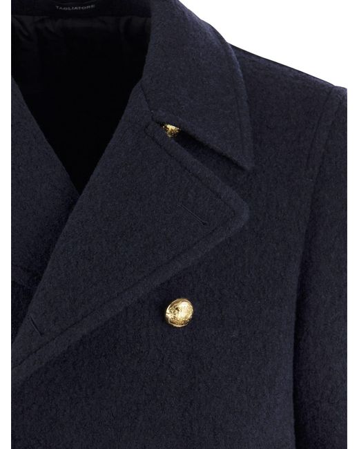 Tagliatore Blue Double Breasted Coat for men