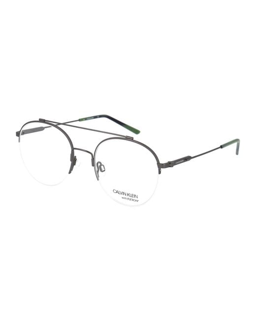 Calvin Klein Multicolor Satin Gunmetal Metal Optical Glasses for men