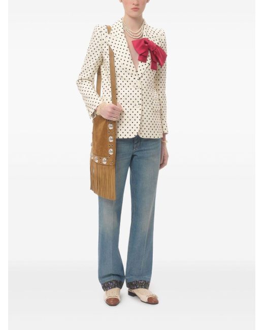 Valentino Black Dotted Single-Breasted Jacket