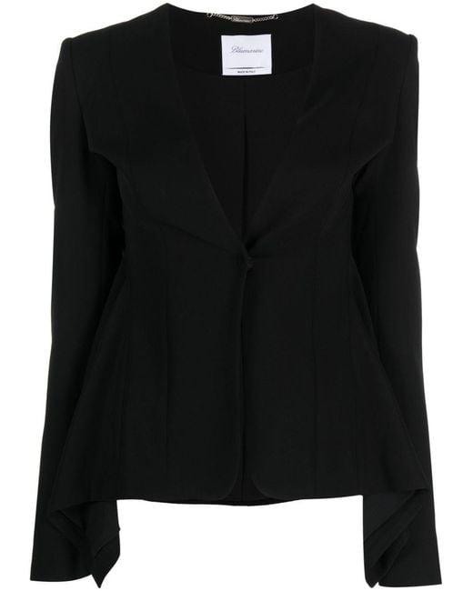 Blumarine Black Single-Breasted Peplum Viscose Jacket
