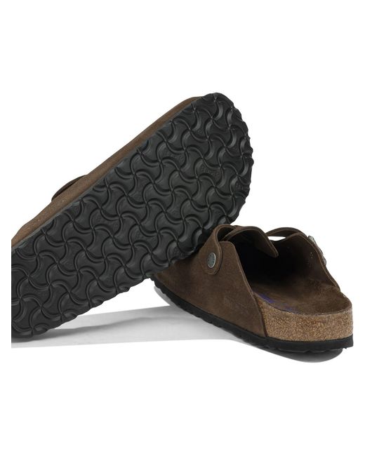 Birkenstock Brown Boston Suede Leather Rubber Sandals