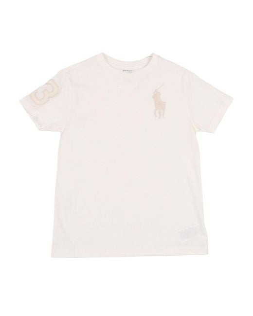 Polo Ralph Lauren White Ss Cn-Tops-T-Shirt Cotton Short Sleeves T-Shirt