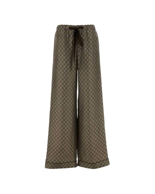 Gucci Green Gg Silk Trousers