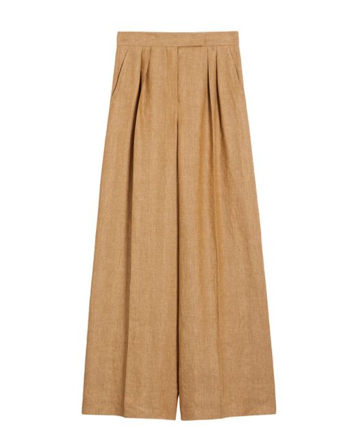Max Mara Natural Weitbein -Leinenhose