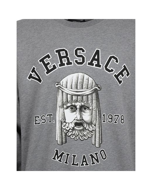 Versace Gray Cotton Crewneck Sweatshirt for men