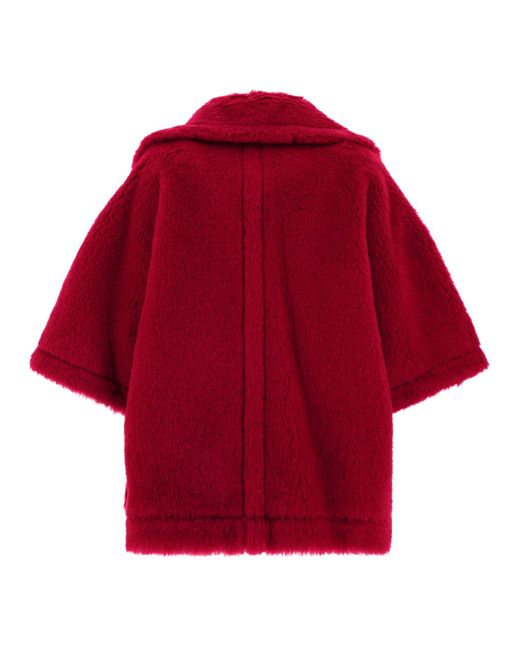 Max Mara Teddy Fabric Short Cloak in het Red