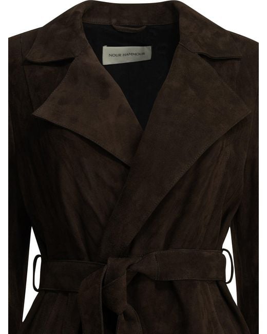 Nour Hammour Black "Winona" Leather Coat