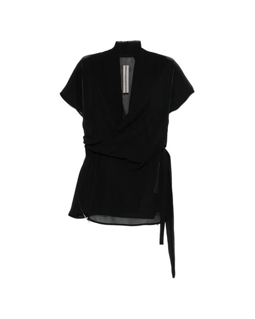 Rick Owens Black Silk Wrap Top