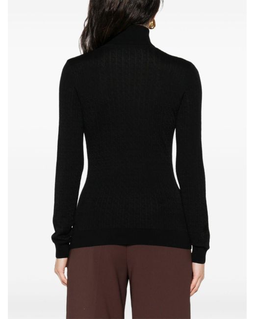 Elisabetta Franchi Wollen Blend Schildpad Nek Trui in het Black