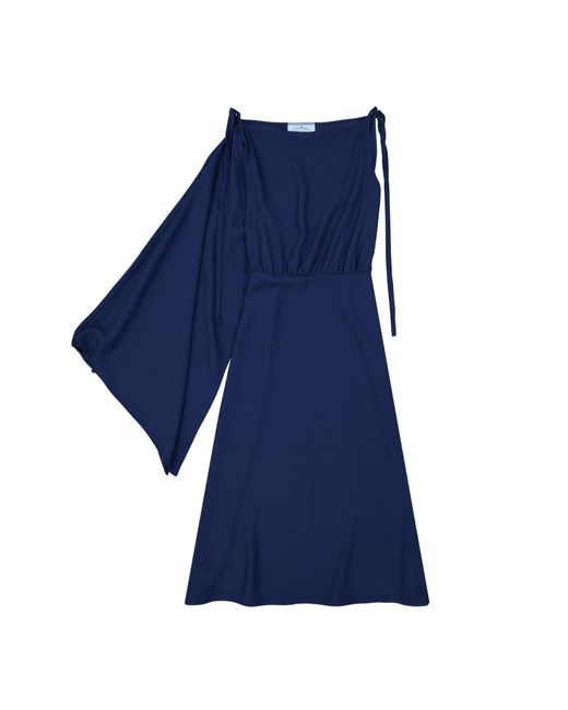 Prada Laaide Een Mouw Midi -jurk Uit in het Blue