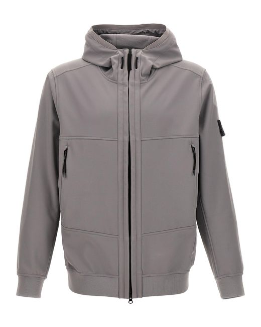 Stone Island Gray Soft Shell-R E. Dye Technology Casual Jackets, Parka for men