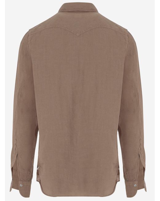 Finamore 1925 Brown Linen Shirt for men