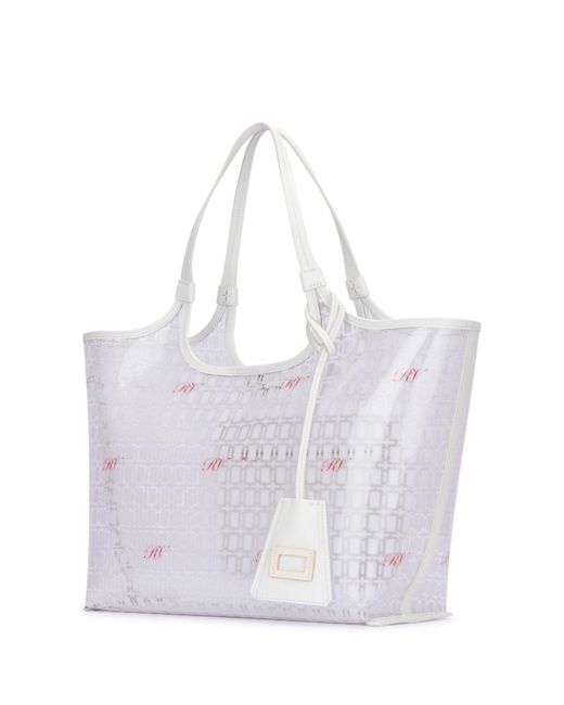 Roger Vivier White Geometric-Printed Tote Bag