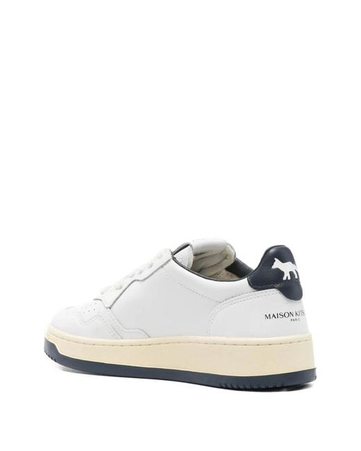 Autry X Maison Kitsune White Leather Sneakers
