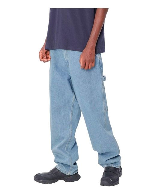 Carhartt Blue Single Knee Stone Bleached Jeans for men
