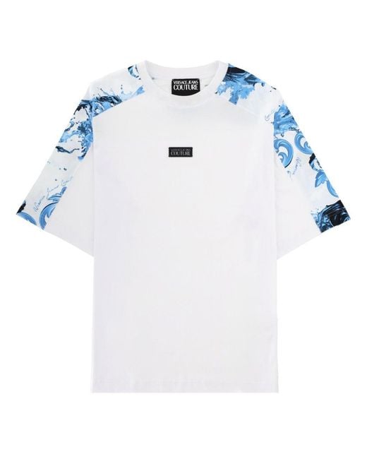 Versace Jeans Couture Blue T Shirt Con Placca Logo