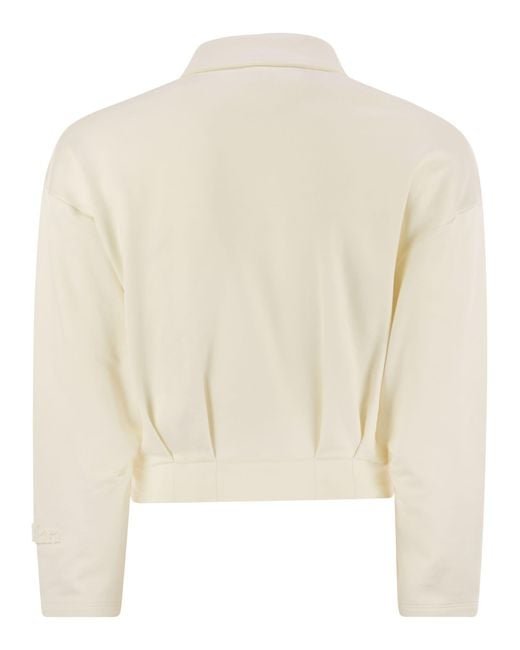 Max Mara Natural Argenta Cropped Silk And Cotton Sweatshirt