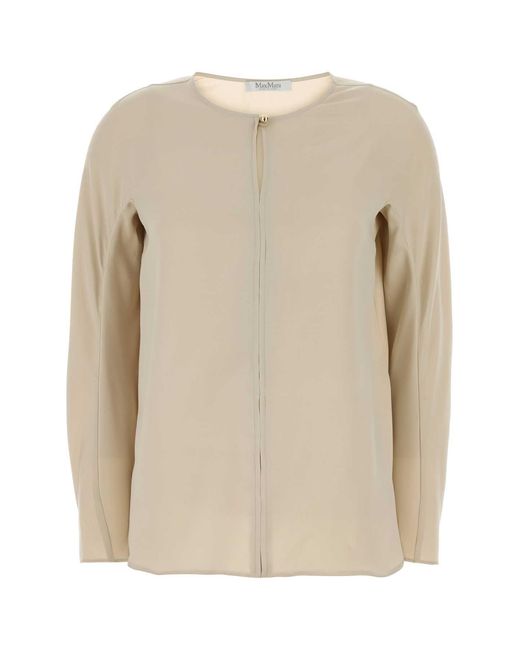 Max Mara Natural Sand Stretch Silk Mitico Blouse