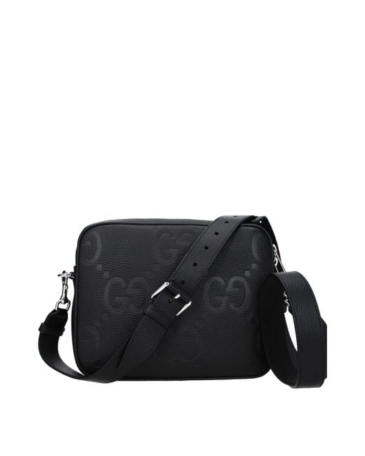 Bolsos de hombro de hombres jumbo de cuero negro Gucci de hombre de color Black