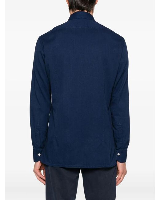 Kiton Blue Long Sleeve Button Down Shirt for men