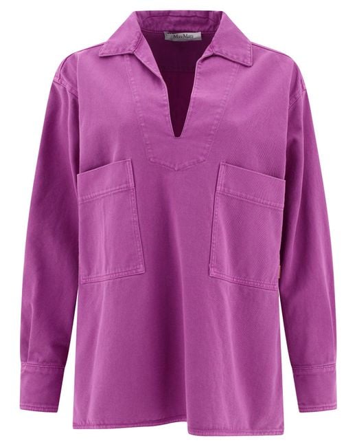 "Loretta" Algodón de algodón blusa de gran tamaño Max Mara de color Purple