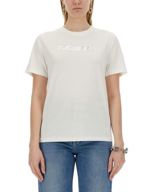 Rabanne White T-shirt With Logo