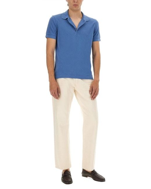 Tom Ford Blue Pique Polo