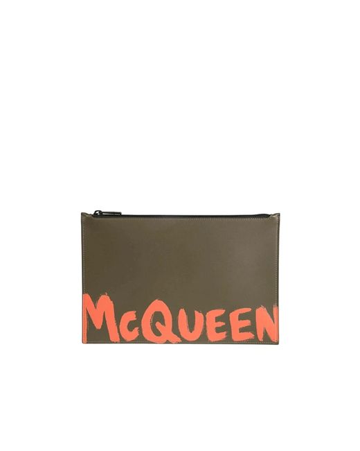 Alexander McQueen Lederen Logo Clutch in het Gray voor heren