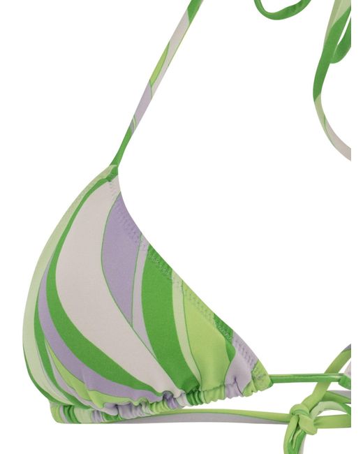 Top de triángulo femenino con estampado de olas Mc2 Saint Barth de color Green