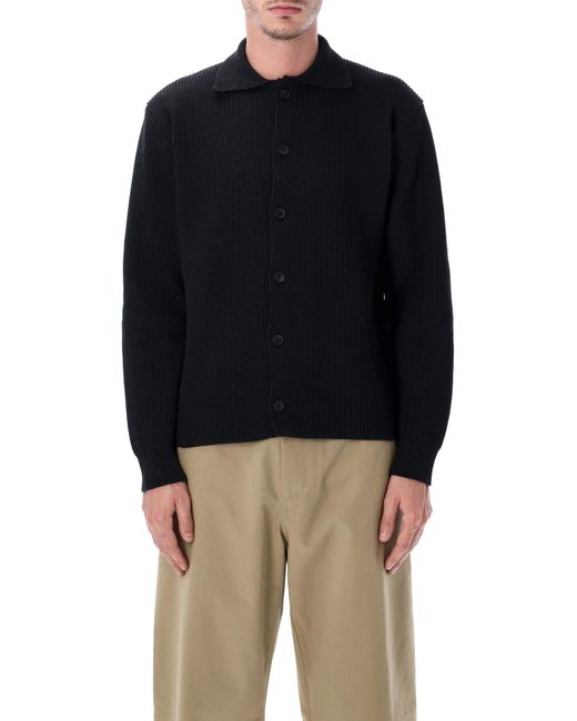 AURALEE Super Fine Wool Rib Knit Shirt Cardigan in Blue for Men | Lyst
