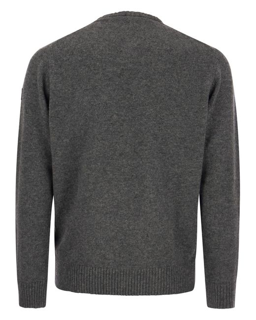 Paul & Shark Gray Wool Crew Neck With Arm Patch