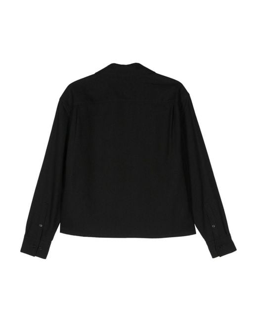 Filippa K Black Sourced Crepe Cropped Shirt Clothing