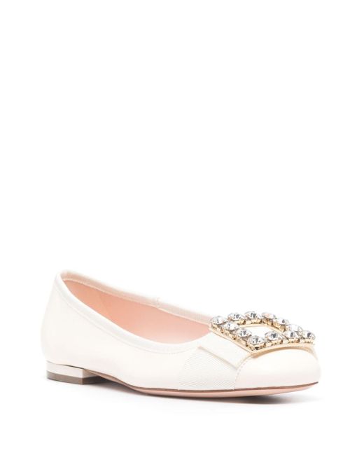 Roger Vivier Natural Très Vivier Leather Ballet Flats