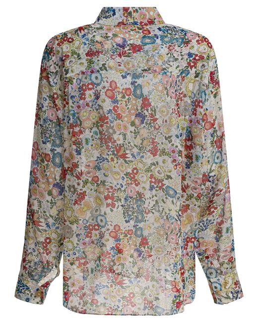 Khaite Gray Silk Floral Shirt