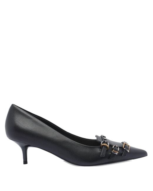 Pinko Black Pointed Toe Pumps With Decorative Buckles