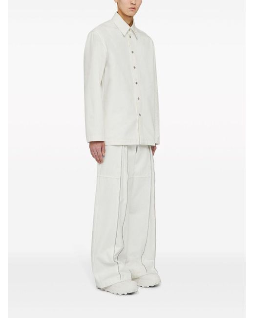 Jil Sander White Organic Cotton Denim Shirt for men