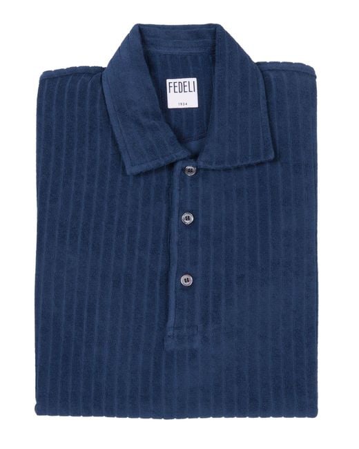 Fedeli Blue Polo Shirt S/S Knitted