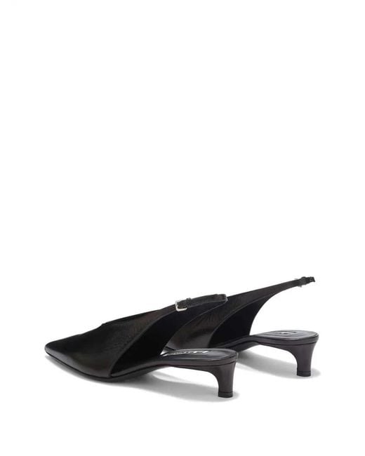 Jil Sander Black Leather Pump With Ankle Strap