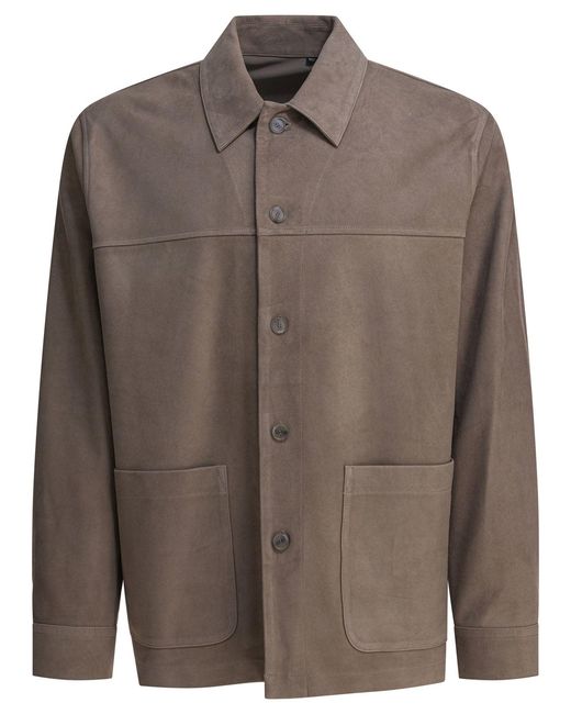 Chaqueta de cuero de ante Vince de color Brown