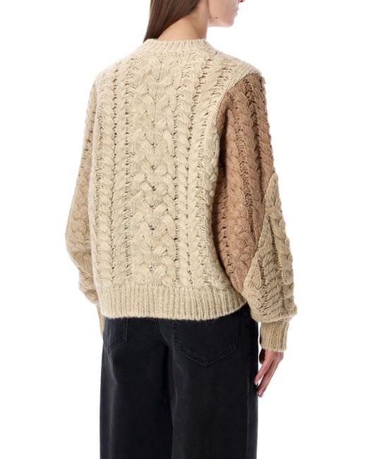 Isabel Marant Natural Patchwork Cable Knit Sweater