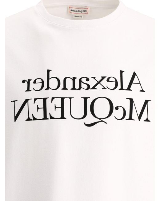 Alexander Mc Queen reflejó la camiseta del logotipo Alexander McQueen de hombre de color White