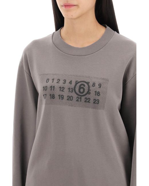 MM6 by Maison Martin Margiela Gray Sweatshirt mit numerischem Logo -Druck