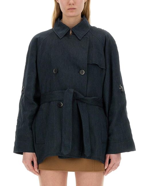 Fay Blue Asymmetric Trench Coat