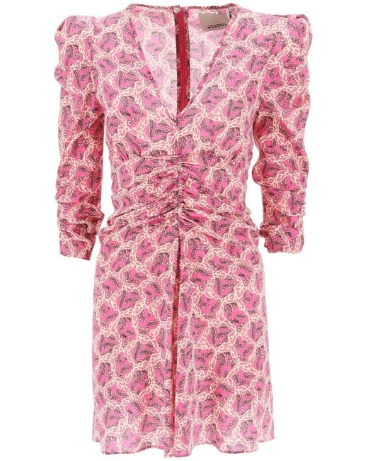 Isabel Marant Pink 'Aliniza' Riched Mini Kleid