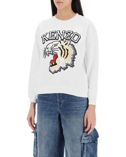 KENZO Tiger Varsity Crew Neck Sweatshirt in het White