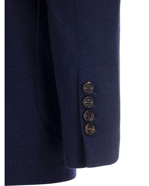 Blazer di jersey di Cashmere con tasche patch di Brunello Cucinelli in Blue da Uomo